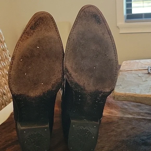 EUC Los Altos Black Cherry Ostrich Leg Western Boots Snip Toe - Picture 9 of 12